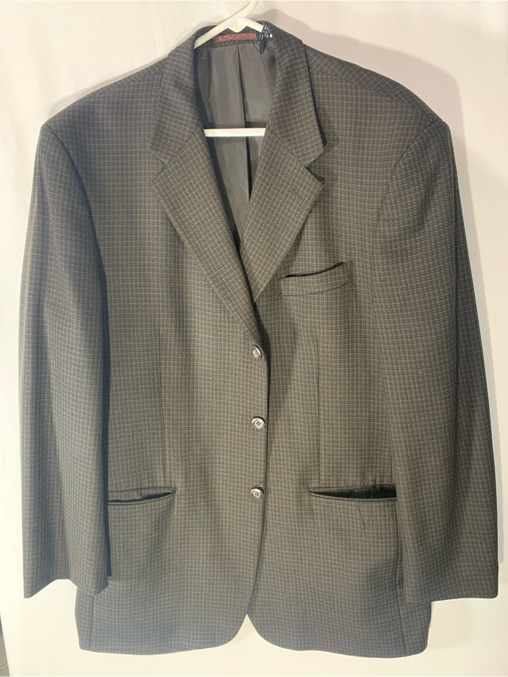 Jones New York Men's 44R Classic Check Tailored Blazer in Dark Gray Sport Coat
